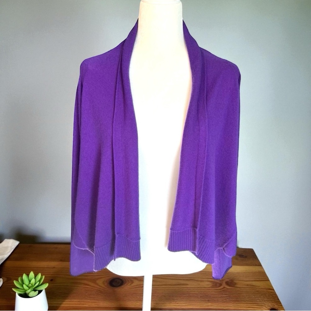 100% Cashmere Sparrow Purple Cardigan with Shawl Collar